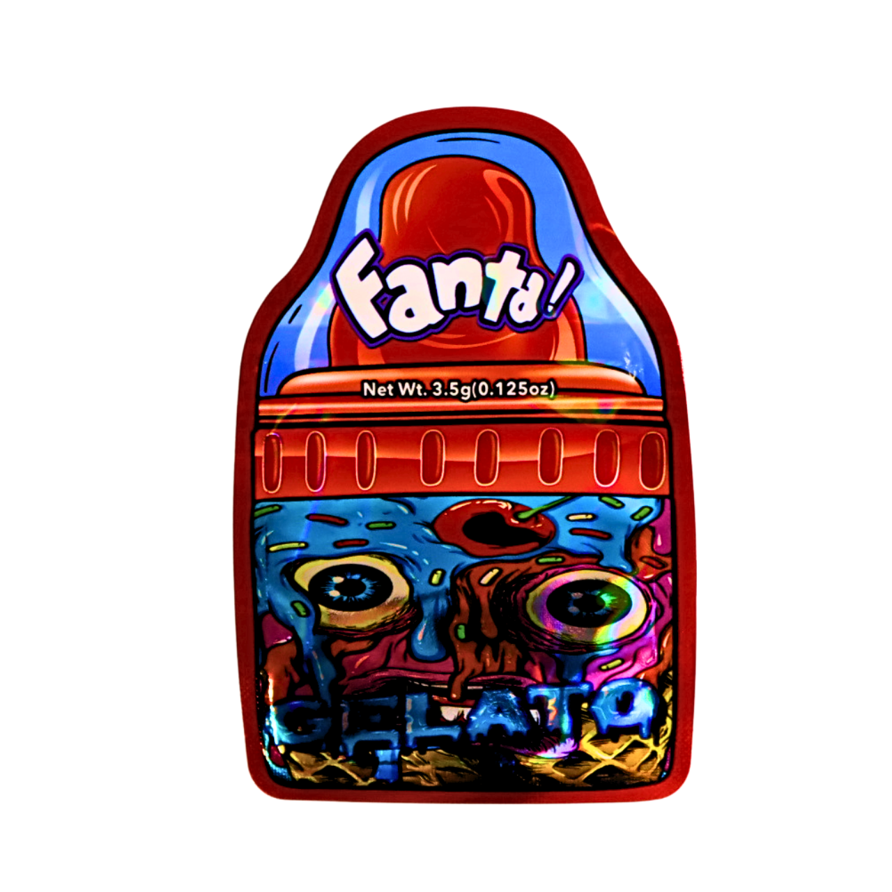 HOLOGRAPHIC MYLAR 3.5G BAGS 50CT RED FANTA DESIGN